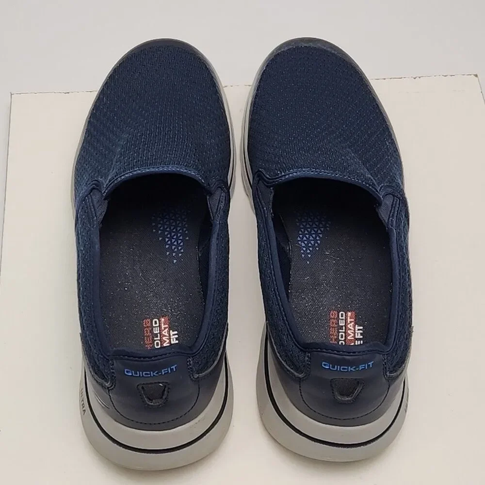 Skechers Sneaker Shoe Blue Go Walk 5 Ultra Women Sz 11.5 Wide Fit Air Cool Goga